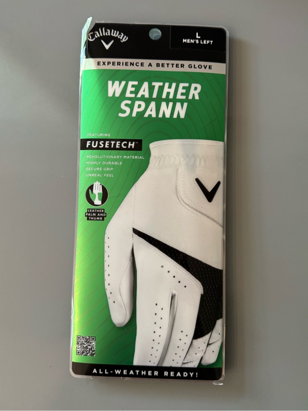 Callaway White and Black Weather Spann Golf Glove (Left Hand)